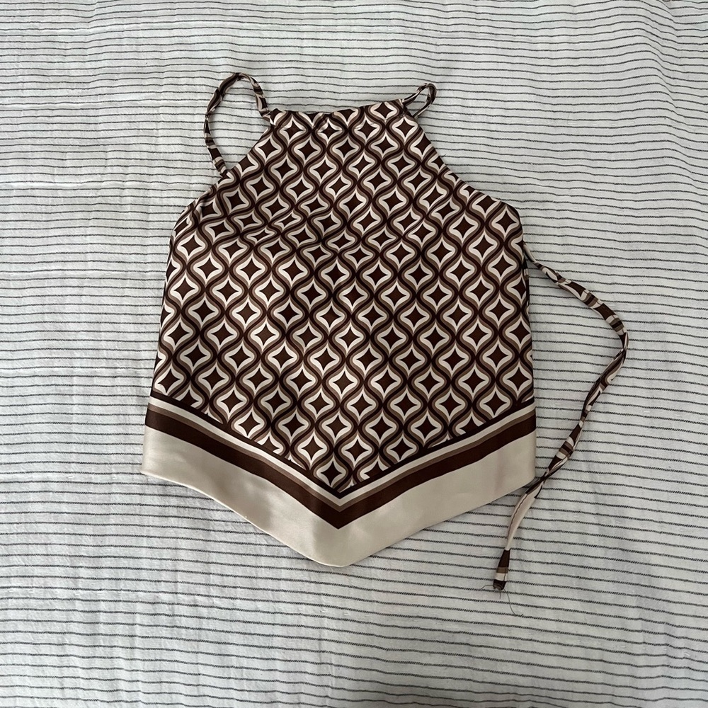 Garage Women's Brown and Beige Bandana Top - Picture 4 of 6